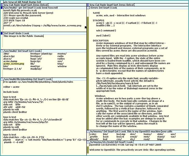Acme – the text editor from Plan 9