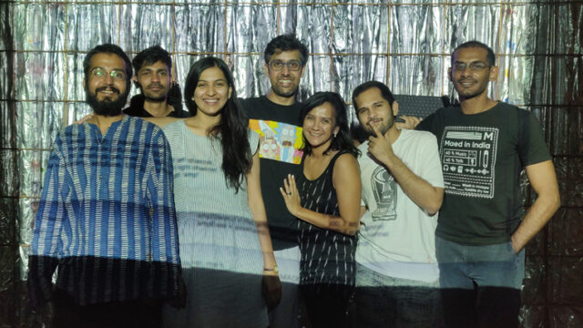 Algorave India core members Sound Codes, Khoparzi, Dhanya and TigerBabu with more livecoder friends